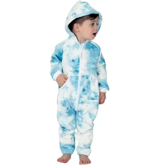 Joggies - TieDye Blue Infant Footless Hoodie Onesie image {1}