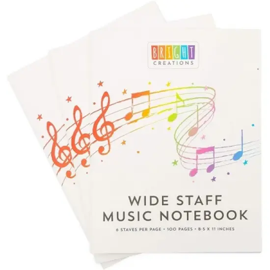Bright Creations 3 Pack Music Composition Notebooks, Manuscript Staff Paper for Kids, 50 Sheets image {6}