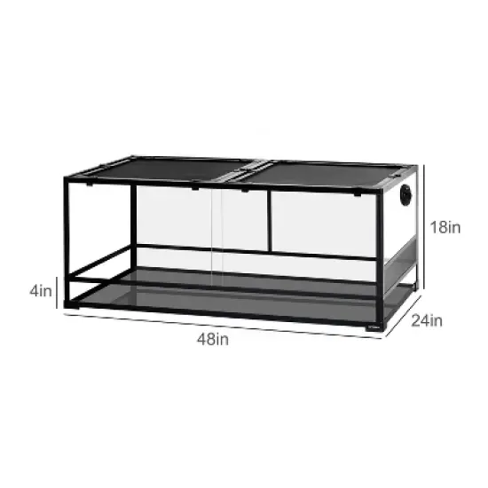 REPTI ZOO 85 Gallon Reptile Glass Terrarium, 48" x 24" x 18" Double Hinge Door image {1}