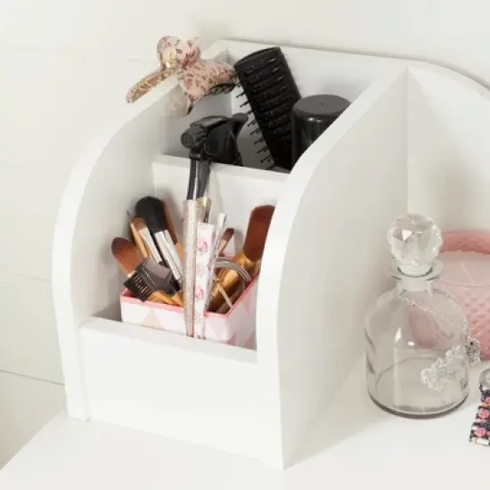 Vito Makeup Desk with Drawer Pure White/Pink - South Shore image {3}