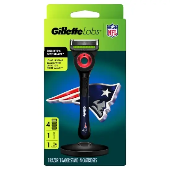Gillette Labs Men's Special NFL Patriots Edition Shaving Razor with 4 Refills and Magnetic Stand image {1}