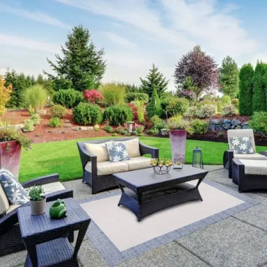 7'9" x 10'2" New York Patio Country Landry Indoor/Outdoor Rug Gray/Blue - Nicole Miller image {5}