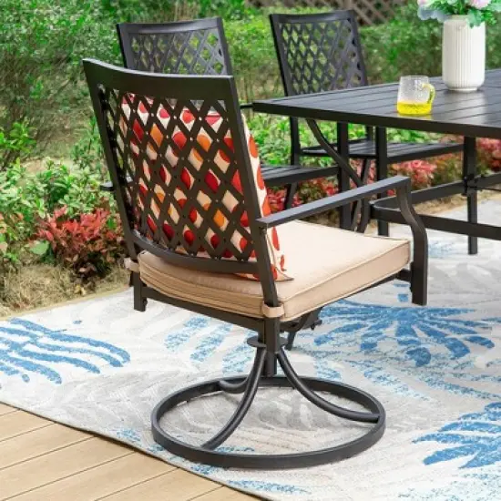 7pc Outdoor Dining Set with 37" Table & Swivel Arm Chairs - Captiva Designs image {1}
