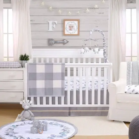 The Peanutshell Fitted Crib Sheet - Floral Leaves image {2}