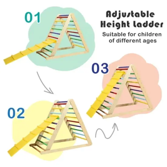 Costway Foldable Wooden Climbing Triangle Indoor Climber w/Ladder for Baby Toddler image {4}