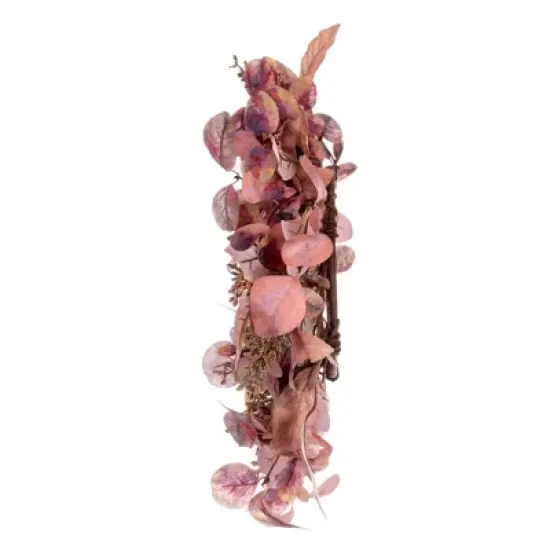 Vickerman 16" Dusty Rose Artificial Fall Eucalyptus and Berry Wreath Candle Ring image {3}