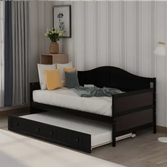 Twin Wooden Daybed with Trundle Bed-ModernLuxe image {12}