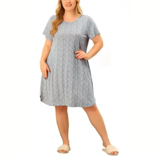 Agnes Orinda Women's Plus Size Short Sleeve Comfort Nightgown image {8}