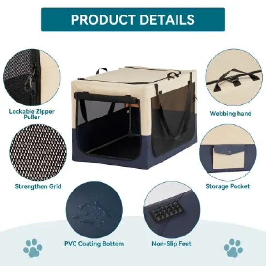 Pet Carrier Bag For Dogs With Adjustable Fabric Cover, Dog Crates For Small Dogs, Dog Crates Travel, Dog Crates Outside With 3 Door-Cuddlewood image {5}
