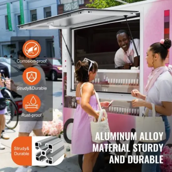 VEVOR Concession Window for Food Truck, 36"x36" Aluminum Alloy Food Truck Service Window, Up to 85 Degrees Stand Serving Window with Awning Door image {5}