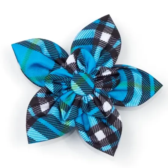 The Worthy Dog Bias Plaid Flower Adjustable Collar Attachment Accessory image {3}