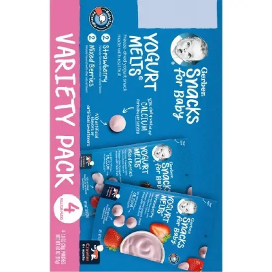 Gerber Yogurt Melts 4pk Strawberry & Mixed Berries Freeze-Dried Snacks Variety Pack - 4oz image {3}