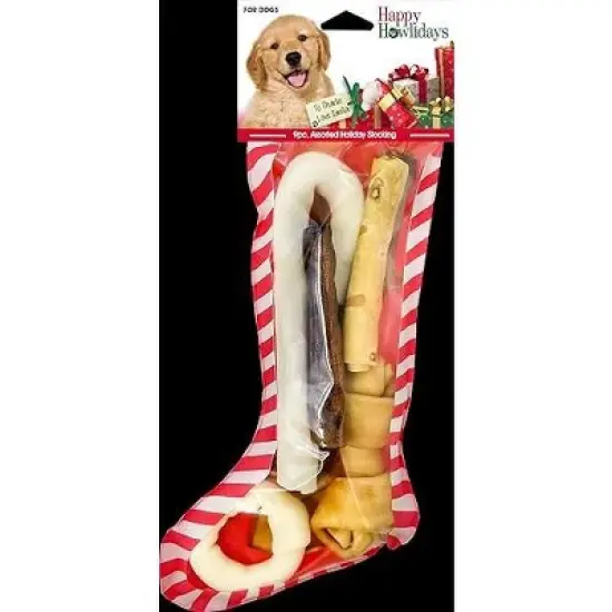 Pet Factory Happy Howlidays Assorted Chews Dog Christmas Stocking 9pc Small image {3}