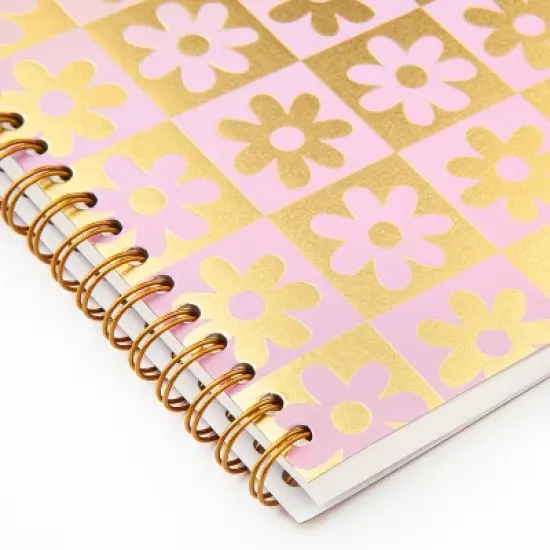 greenroom 6"x8" Spiral Notebook: Metallic Pattern Daisy Checkerboard image {4}