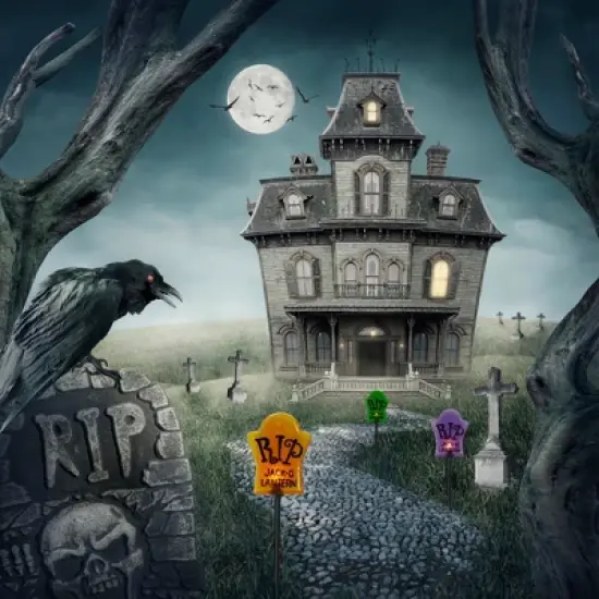 Northlight Lighted R.I.P Tombstone Halloween Outdoor Pathway Markers - 18" - Set of 3 image {11}