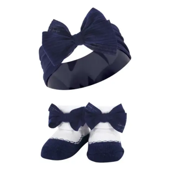 Hudson Baby Infant Girls Headband and Socks Giftset, Red Blue Bows, One Size image {3}