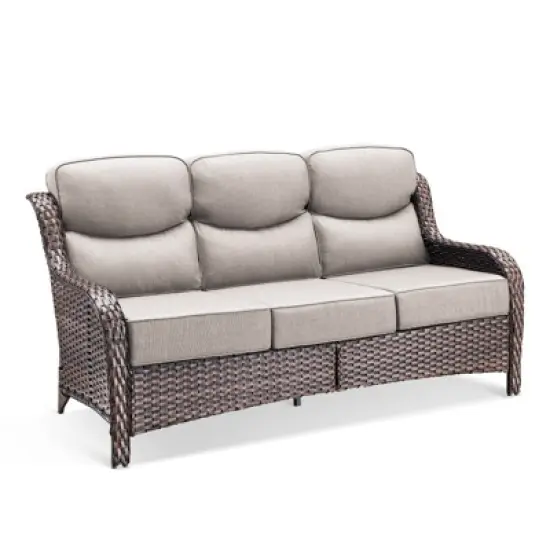 Gymojoy Outdoor Wicker Sofa PE Rattan Patio Couch Sofa for Garden image {2}