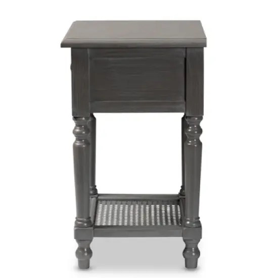 Sheldon Vintage Wood 1 Drawer Nightstand Gray - Baxton Studio image {3}