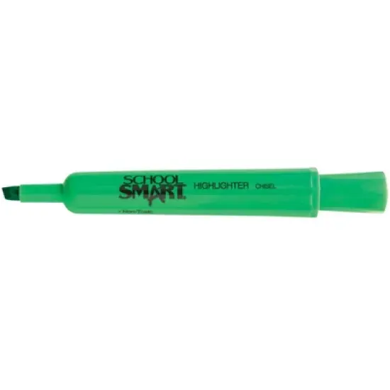 School Smart Tank Style Highlighters, Chisel Tip, Green, Pack of 12 image {5}