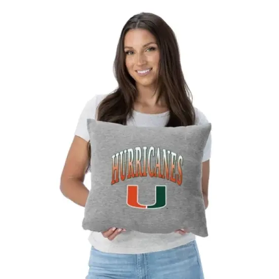 NCAA Miami Hurricanes 16" Heather Gray Sweatshirt Pillow image {1}