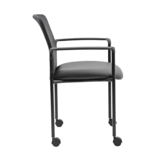 Mesh Guest Chair with Casters Black - Boss Office Products image {4}