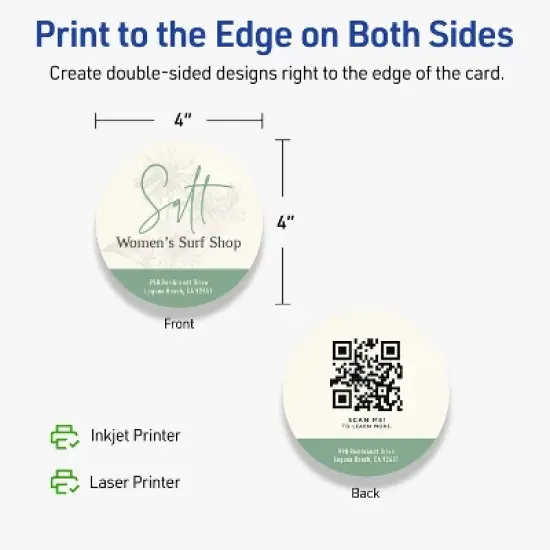 Avery Printable Round Cards, 4" Diameter, Matte Ivory, 30ct image {5}