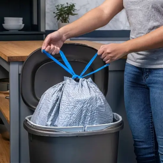 Hefty Ultra Strong Tall Kitchen Drawstring Trash Bags - Seaside Breeze - 13gal - 50ct image {6}