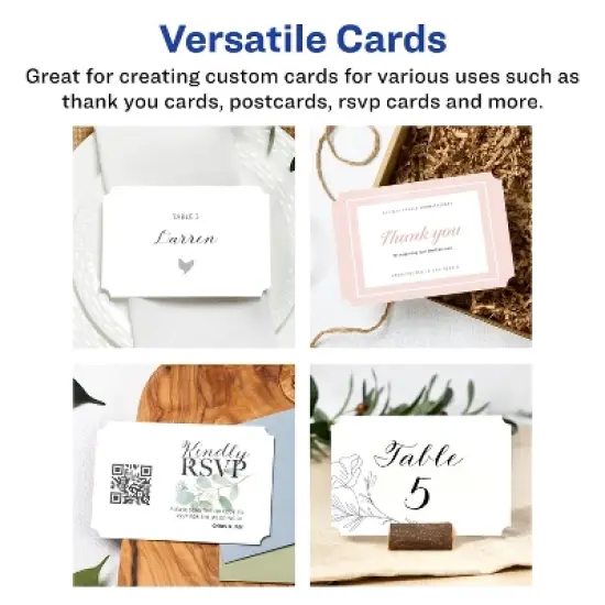 Avery Printable Scalloped Corner Cards with Sure Feed Technology, 4" x 6", Matte White Cardstock, Print-to-the-Edge, Laser/Inkjet Cards, 20 Total image {1}