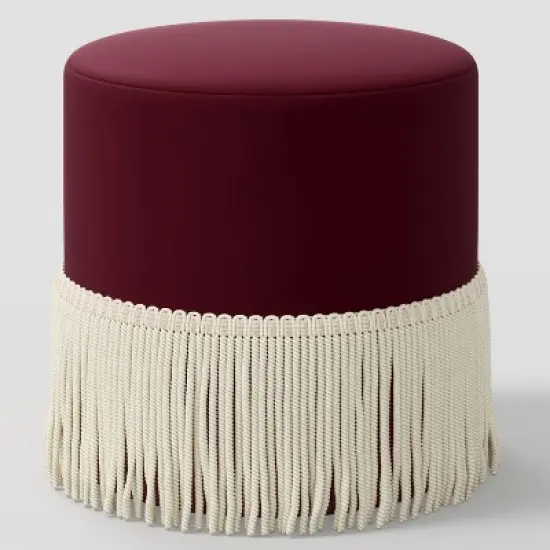 Fringe Drum Ottoman in Velvet - Threshold&trade; image {4}