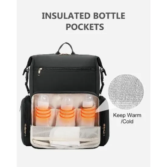 Neoprene Diaper Bag Backpack with Changing Pad - Black image {1}