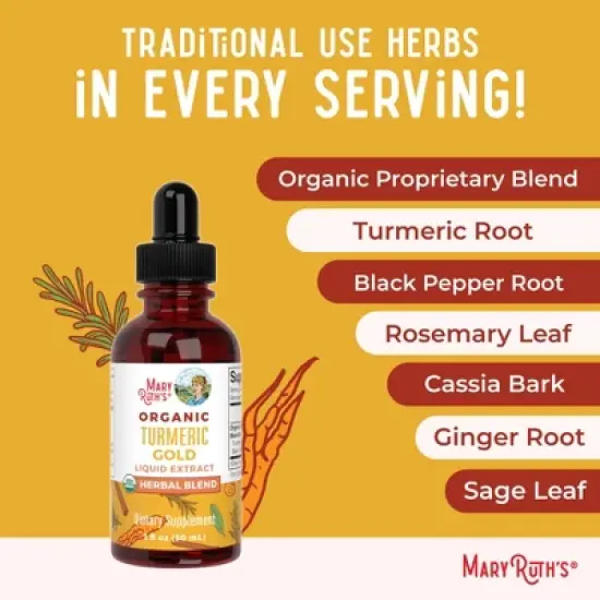 MaryRuth's Turmeric Gold Drops, Org, 1 oz image {6}