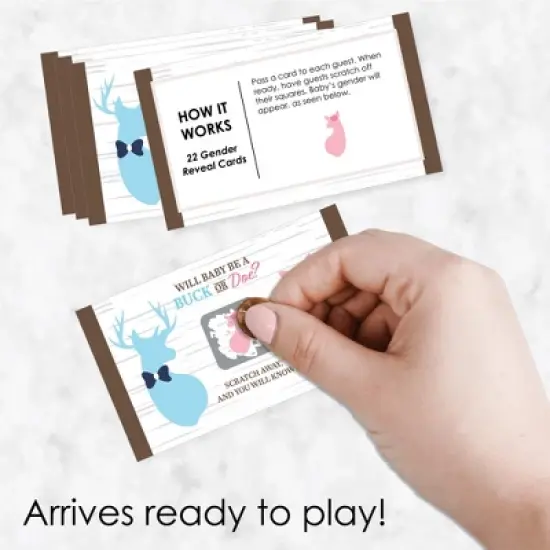Big Dot of Happiness Girl Buck or Doe - Hunting Gender Reveal Scratch Off Cards - Baby Shower Game - 22 Count image {1}