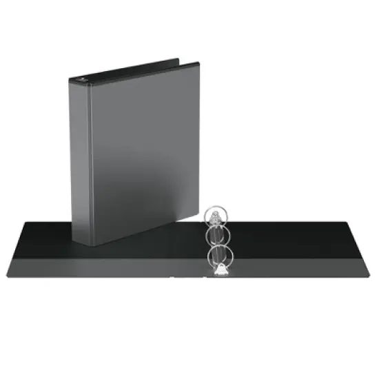 1.5" Premium Round Ring Binder 6pk Customizable View Black - Easyview: Polypropylene, 275 Sheet Capacity, 2 Pockets image {1}