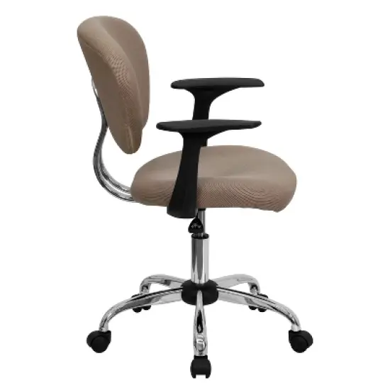 Emma and Oliver Mid-Back Coffee Brown Mesh Padded Swivel Task Office Chair with Arms image {3}