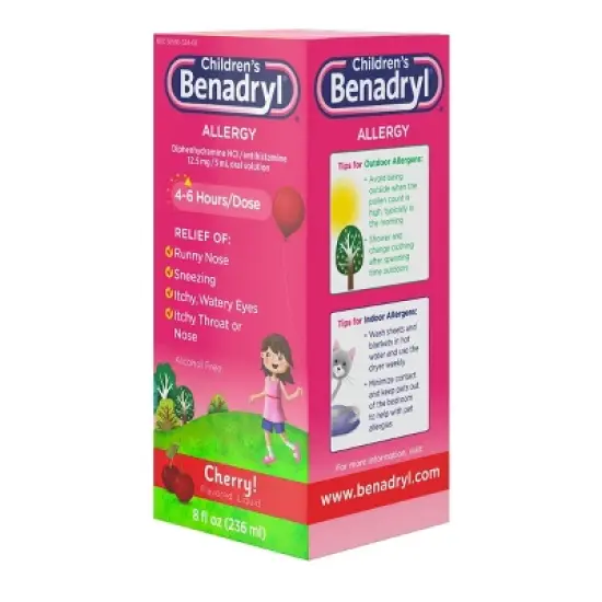 Children's Benadryl Diphenhydramine Allergy Relief Liquid - Cherry Flavor - 8 fl oz image {8}
