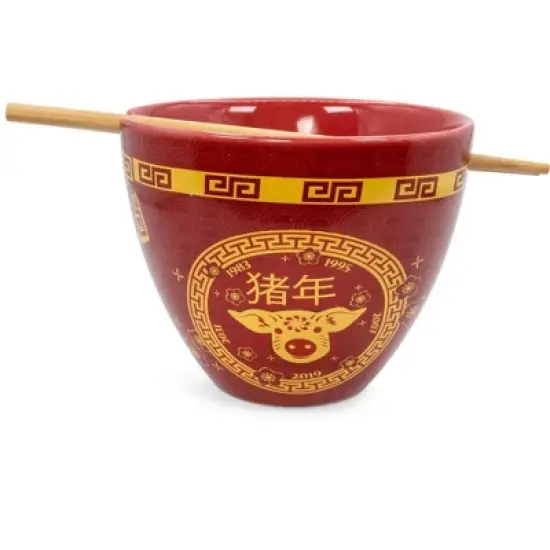 Boom Trenz Year Of The Pig Zodiac 16-Ounce Ramen Bowl and Chopstick Set image {1}