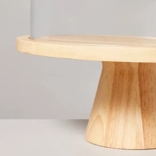 11.5" Wooden Cake Stand with Glass Cloche - Hearth & Hand&trade; with Magnolia: Rubberwood Pedestal, Farmhouse Style image {3}