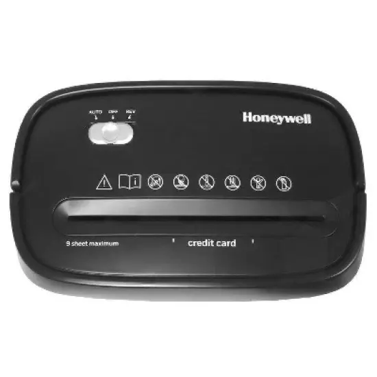 Honeywell 9 Sheet Cross Cut Paper Shredder for Home use Black: Automatic Start & Stop, 4 Gallon Capacity, Document Shredder image {1}