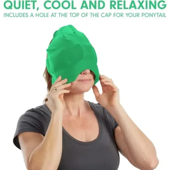 Aculief Headache, Migraine, & Stress Relief Hat - Natural Ice Mask for Tension & Muscle Pain &ndash; Green image {1}