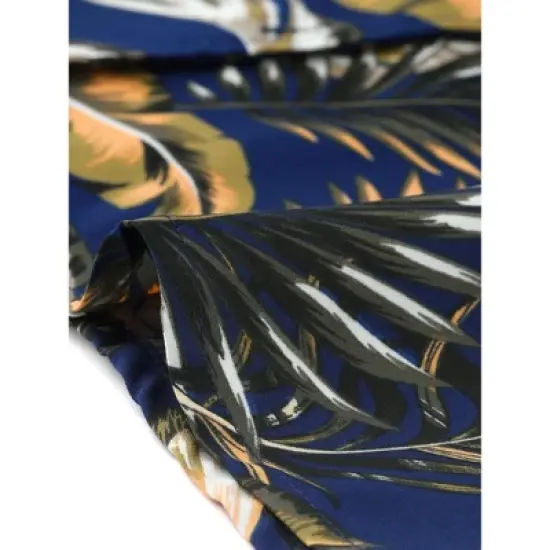 Allegra K Women's Floral Tropical Vacation Beach Hawaiian Button Down Shirt and Short Set image {4}