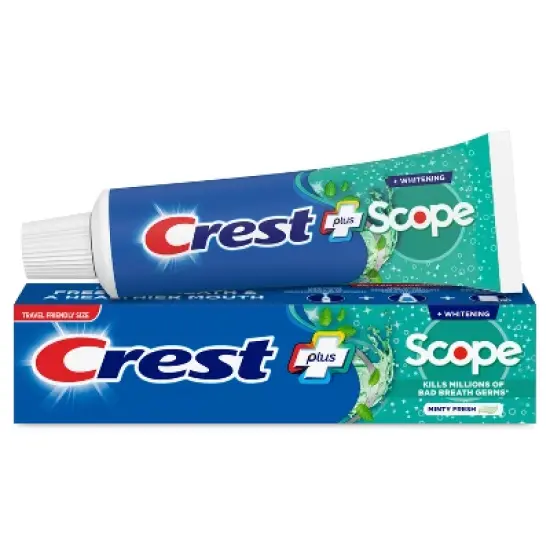 Crest Complete Whitening Plus Scope Multi-Benefit Fluoride Toothpaste Minty Fresh Travel Trial Size Toothpaste image {11}