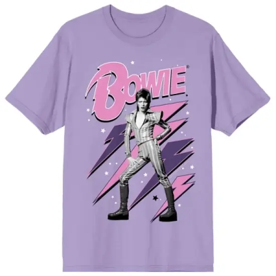 David Bowie Neon Spark & Stars Crew Neck Short Sleeve Purple Haze Women's T-shirt image {2}