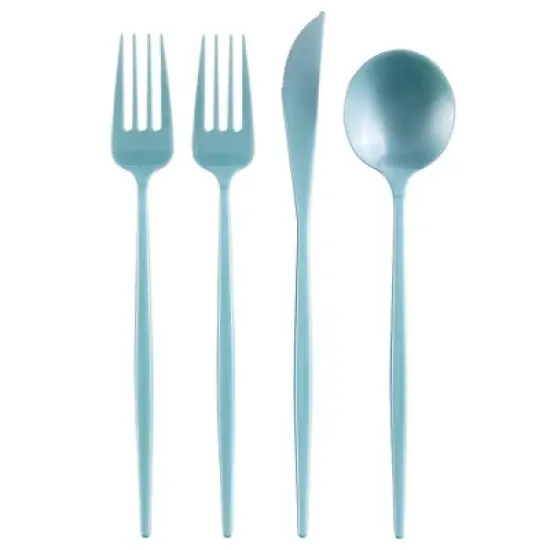 Silver Spoons Modern Disposable Flatware Set, Includes 48 Forks, 24 Spoons and 24 Knives, Opulence Collection image {8}