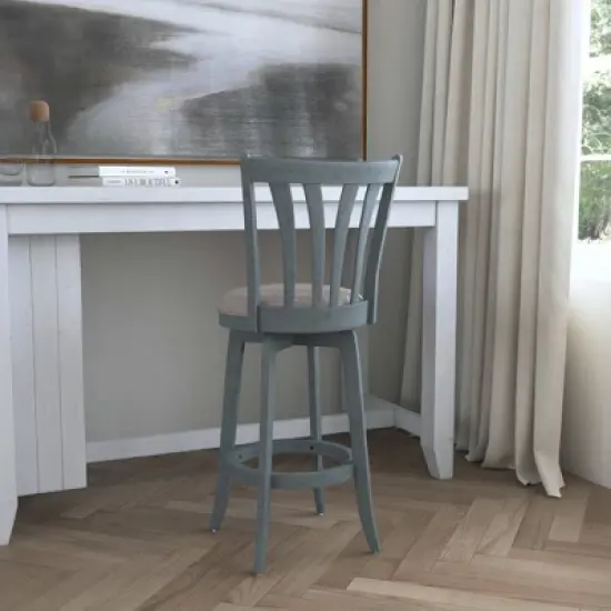 30" Savana Swivel Height Barstool Blue Wirebrush/Cream - Hillsdale Furniture image {1}