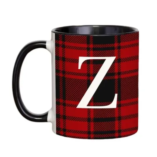 Personalization Mall Christmas Red Plaid Initial Coffee Mug image {28}
