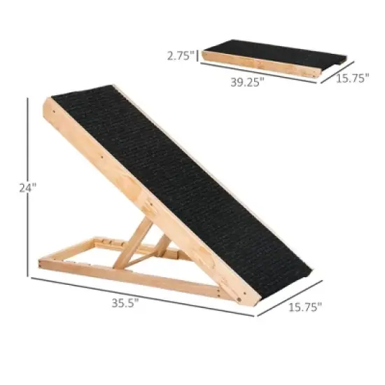 Resenkos Elevated Pet Ramp for Dogs and Cats, Foldable and Height Adjustable with Non-slip Finish, Pine 35.5"L x 16"W x 24"H, Black image {3}