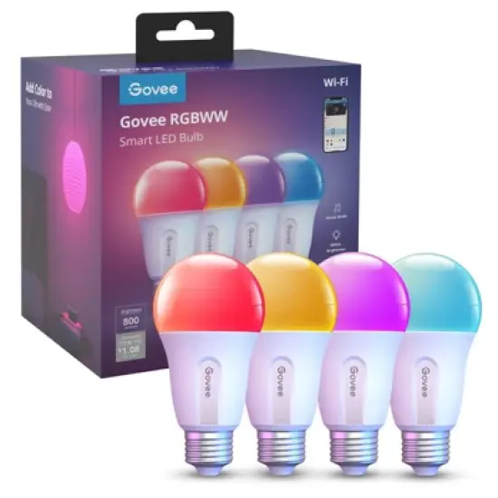 Govee Wi-Fi 800LM RGBWW 4pk LED Bulb: Home Theater Accessories, Wireless Bias Lighting image {4}