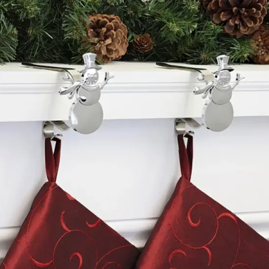 Original MantleClip 2ct Snowman Silver Christmas Stocking Holder image {1}