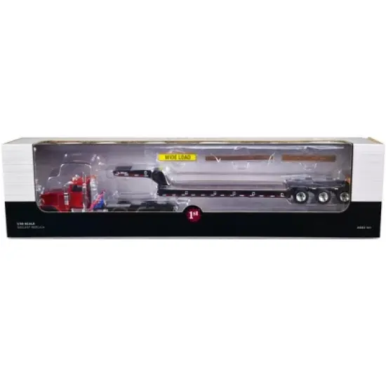 Peterbilt 367 Day Cab Cola Red and Talbert 55SA Tri-Axle Lowboy Trailer Black 1/50 Diecast Model by First Gear image {2}