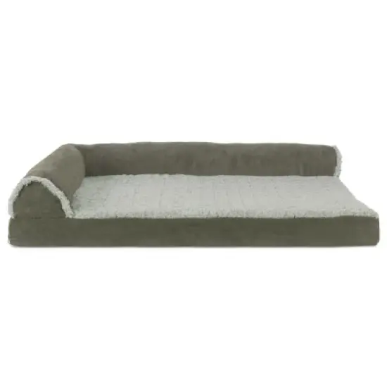 FurHaven Two-Tone Faux Fur & Suede Deluxe Chaise Lounge Orthopedic Sofa Dog Bed image {8}